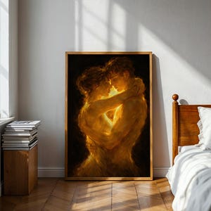Fine art painting of couple in glowing light