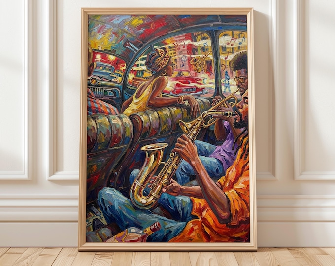 Abstract Jazz Poster - Funky Musical Art for Home & Studio, Retro Vibes, Vintage Music Print, Groovy Wall Art