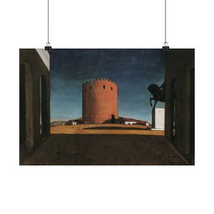 Giorgio de Chirico, A Torre Vermelha (La Tour Rouge), 1913, início do surrealismo | Pôsteres horizontais foscos de paisagem, 18' x 12', arte de parede, escritório