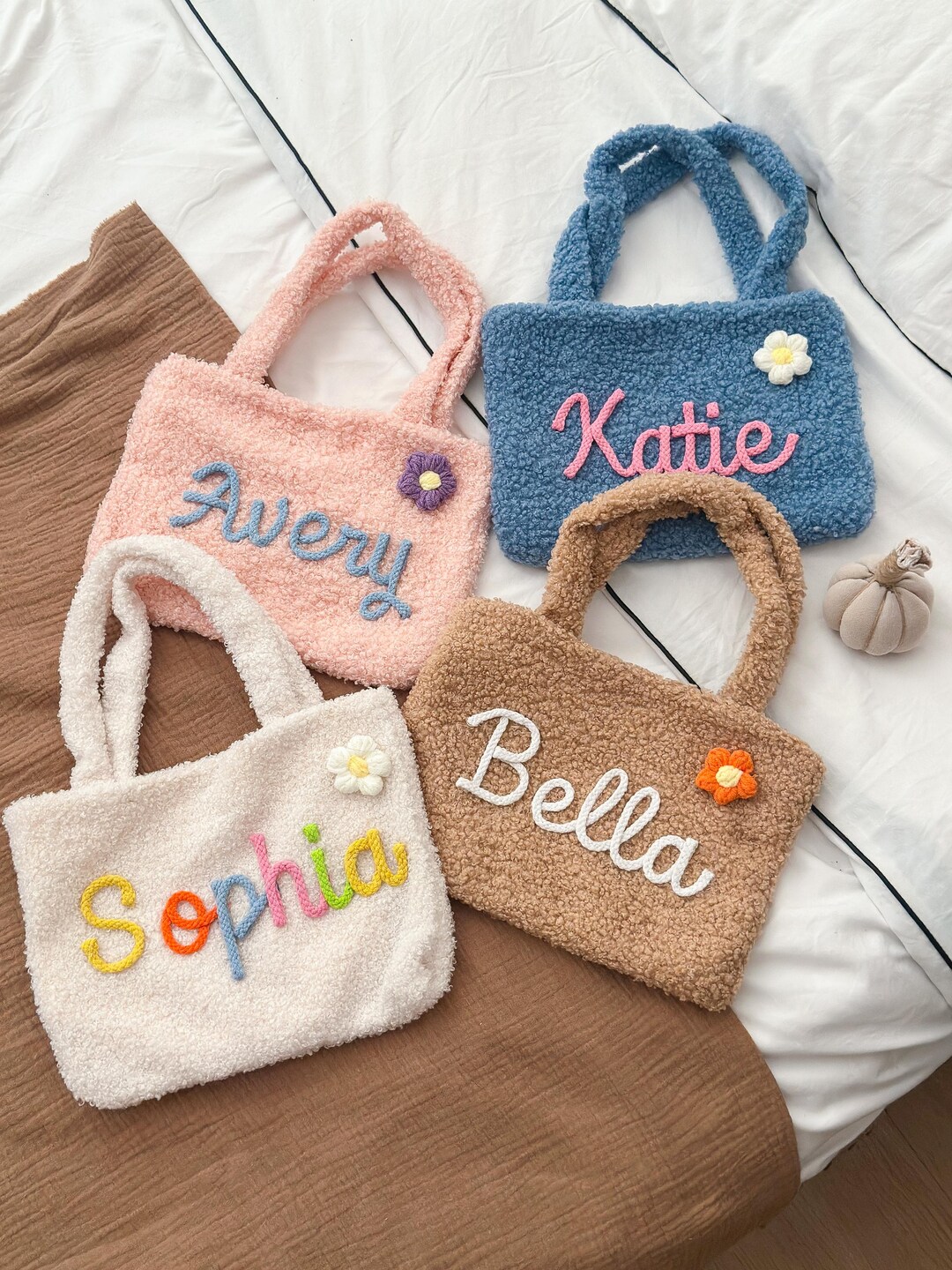 Custom Fluffy Tote Bag With Name | Personalized Plush Tote Bag | Soft ...