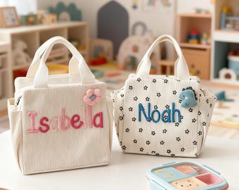 Personalized Kids Lunch Bag, Lunchbox Bag, Handmade Corduroy Lunch Bag, School Lunch Bag, Picnic Bag,Back To School Gift Toddler Gift
