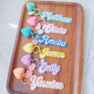 Personalized Acrylic Keychain, Backpack Name Tag, Acrylic Name Tag,Diaper Bag, Custom Name Keychains, Lunchbox Name Tag, Retro Name