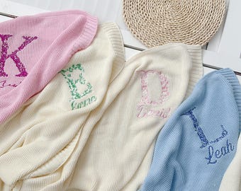 Manta de bebé personalizada, manta con nombre bordado, regalo personalizado para bebé, manta para recién nacido, regalo para baby shower, recuerdo para bebé, manta suave para bebé