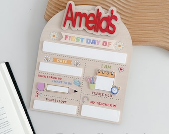 Aangepast bord eerste schooldag, 1e schooldag bord laatste schooldag bord, aangepast naambord, kleuterschool terug naar school droog wissen teken