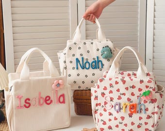 Personalized Kids Lunch Bag, Lunchbox Bag, Handmade Corduroy Lunch Bag, School Lunch Bag, Picnic Bag,Back To School Gift Toddler Gift