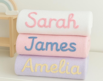 Custom Name Baby Blanket Hand Embroidered Personalized Baby Blanket | Soft Cozy Gift for Newborns  Kids | Baby Shower Gift