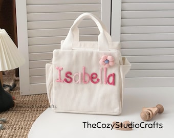 Personalized Kids Lunch Bag, Lunchbox Bag, Handmade Corduroy Lunch Bag, School Lunch Bag, Picnic Bag,Back To School Gift Toddler Gift