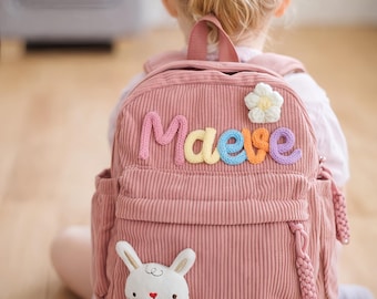Mochila rosa personalizada para niños pequeños, mochila escolar con nombre personalizado, regalos para niños de 2 años, mochila infantil con nombre, mochila infantil