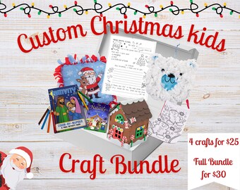 Paquete de manualidades navideñas personalizadas / Kit de actividades navideñas / Kit de manualidades para niños / Kits para fiestas infantiles /