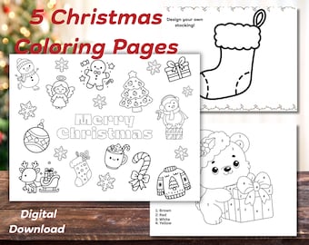 Páginas para colorear de Navidad / Tapete para colorear de Navidad / Hoja para colorear / Hojas para colorear de actividades navideñas