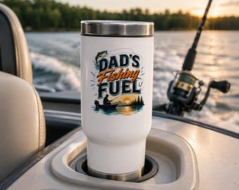 Dad's Fishing Fuel Travel Mug | 14oz Stainless Steel Handle