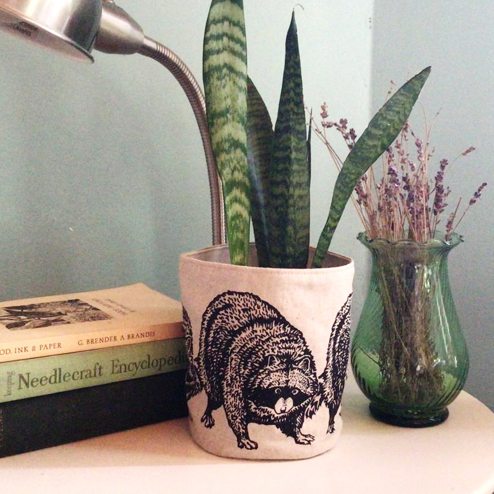 Cubo de almacenamiento de tela con impresión de mapache | Etsy