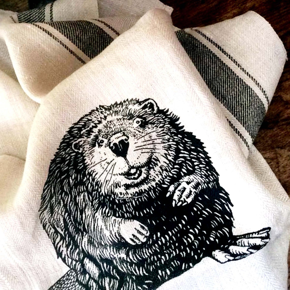 Linen Tea Towel Original Canada Day Beaver Dish Towel Etsy
