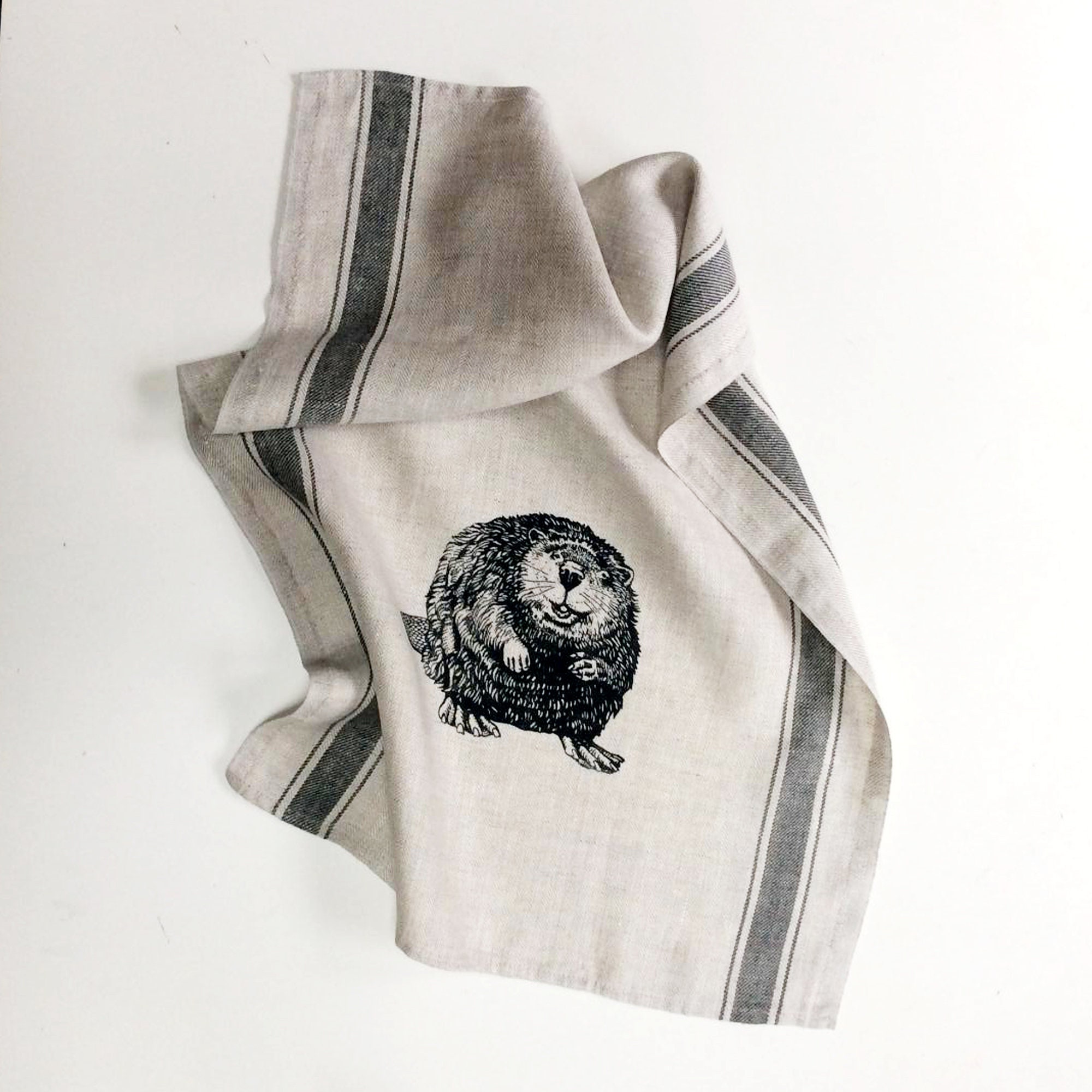 Linen Tea Towel Original Canada Day Beaver Dish Towel Etsy
