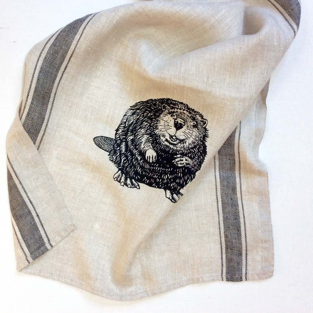 Linen Tea Towel Original Canada Day Beaver Dish Towel Etsy