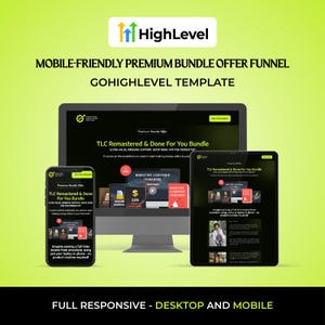 Entonnoir de conversion pour l&#39;offre groupée Premium compatible avec les appareils mobiles pour GoHighLevel