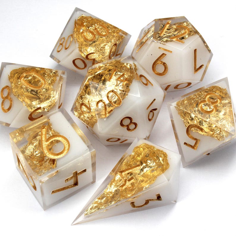 Gold Rush Dice Set - Polyhedral Sharp Edge RPG Dice (7 Pcs) - Etsy
