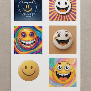 Smiley Face Sticker Sheet, Custom Waterproof Smiley Face Decals