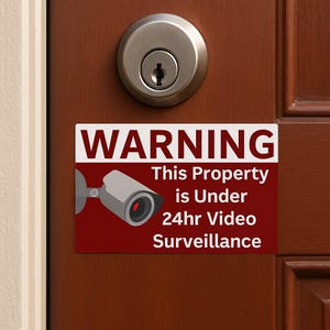 Warning Surveillance Sticker , Security Surveillance Sticker, Home Safety Decor, Video Monitoring protected, 24/7 Warning Decals