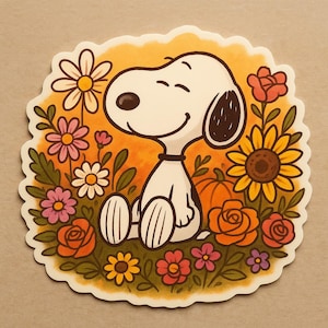 High Quality 2&quot; Snoop Flowers Sticker l Custom Cartoon Stickers l Cute Flower Stickers
