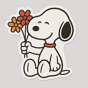 High Quality 2&quot; Cute Snoop with Flowers Sticker l Cartoon Sticker