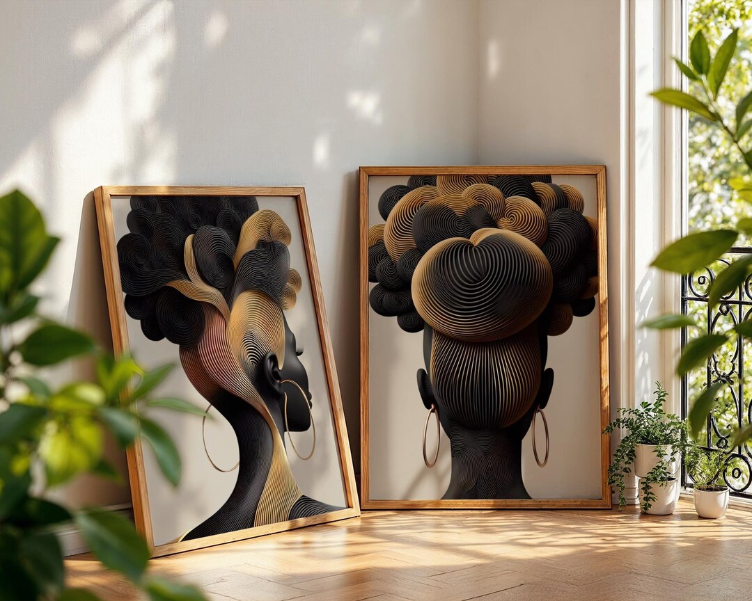 Dimensional Black Woman Wall Art Set | Parametric Digital Print ...
