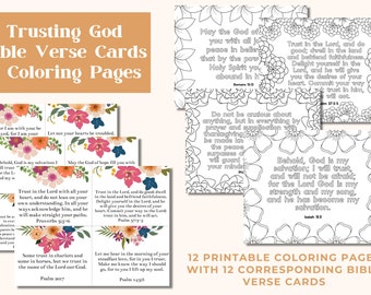 Trusting God Printable Coloring Pages and Bible Verse Cards