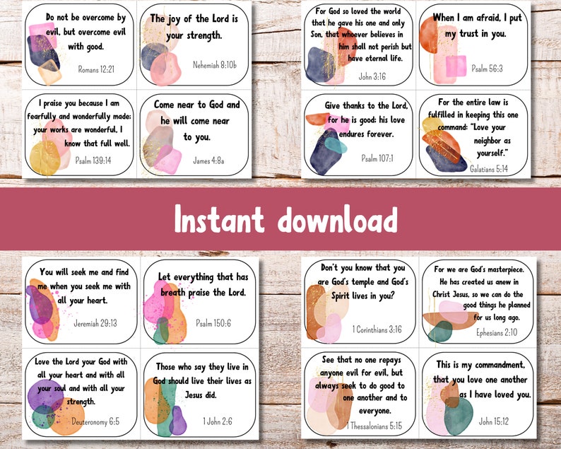 Set of 30 Printable Bible Verse Cards for Teens and Older Kids ...
