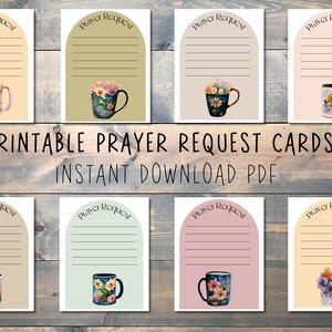 Printable Prayer Request Card Instant Download for Women&#39;s Ministry Bible Study Church Events Coffee Lovers Tea Lovers