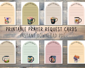 Printable Prayer Request Card Instant Download for Women's Ministry Bible Study Church Events Coffee Lovers Tea Lovers