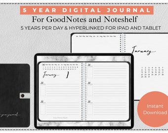 5 Year Digital Journal, One Line a Day Journal, Gratitude Journal, Spiritual Reflection Journal, Goodnotes Journal