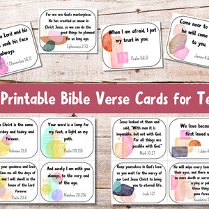 Set von 30 druckbaren Bibelvers Karten für Jugendliche und ältere Kinder | Schriftkarten für Jugendliche | Memory Vers Karten | Christian Homeschool