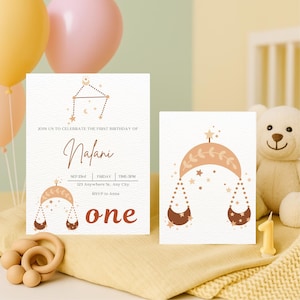 Libra First Birthday Invite | Editable Canva Template | Digital Download | Customizable Zodiac Party Invite | 1st Birthday Printable Card