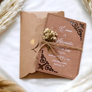 Personalized Birch Wood Wedding Invitation, Birthday Invitation