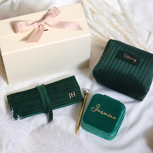 Custom Makeup Bag • Bridesmaid Proposal Gift • Birthday Gift • Gift for Mom • Personalized Travel Gift Set • Jewelry Organizer • Jewelry Box