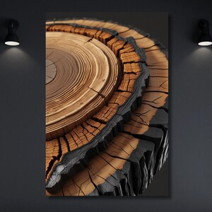 Impression sur toile texture bois : art mural abstrait anneaux d&#39;arbre