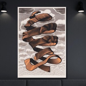 M C Escher Relativity Canvas Print: Surreal Optical Illusion Wall Art
