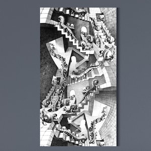 M.C. Escher Relativity Canvas Print: Surreal Optical Illusion Wall Art