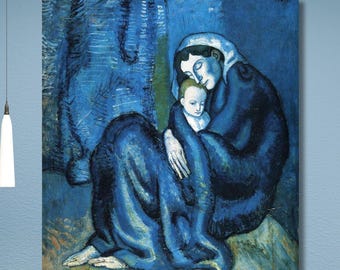 Picasso Mother and Child Canvas Print - Blue Period Art