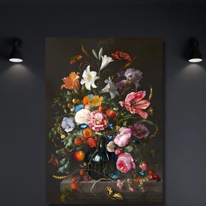 Jan Davidsz de Heem: Vase of Flowers Canvas Print - Vintage Floral Wall Art