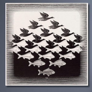 Impresión en lienzo de la Relatividad de M. C. Escher: Arte mural con ilusión óptica surrealista