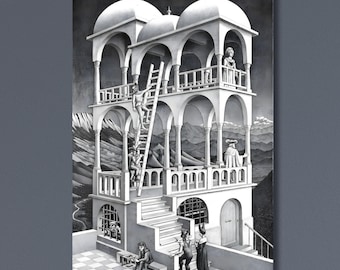 M C Escher relativity Leinwanddruck: Surreale optische Täuschung Wandkunst