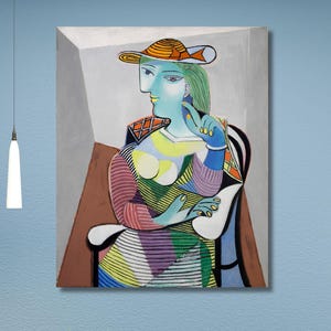 Picasso Marie-Thérèse Walter Canvas Print, Picasso&#39;s Seated Woman Print,Pablo Picasso Canvas Wall Art, Cubism Art, Woman Portrait, Gift idea