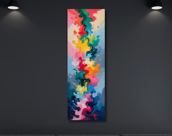 Arte de pared de lienzo vertical, arte de pared de lienzo largo y delgado, arte de pared alto y delgado, arte de pared de lienzo angosto, pintura larga y delgada, pintura de pared angosta,