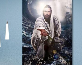 Jesucristo, Arte Cristiano, Lienzo Listo para Colgar, Pintura de Jesús, Imagen de Jesús, Regalo Cristiano, Impresión de Jesucristo, Retrato de Jesucristo