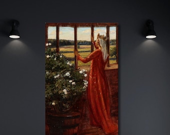 John William Waterhouse Art Print – The Lady of Shalott, 1915,Pre-Raphaelite Painting Poster, Romantic Myth Wall Art, Classic Fine Art Decor