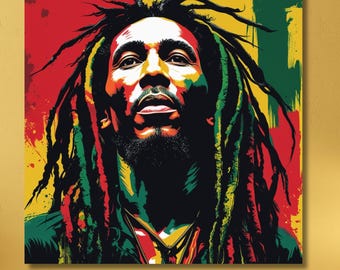 Vintage Bob Marley Felt Neon Blacklight Poster, 1981, Roots Rasta