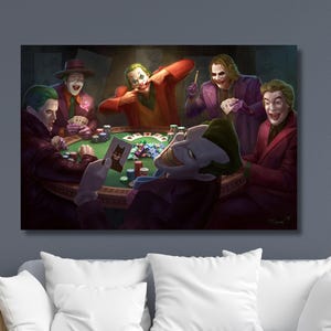 All Joker Playing Poker Canvas, Joker Wall Art, Joker Portrait, Joker Art Print, Joker Painting, Why So Serious, Joker Ready To Hang Canvas