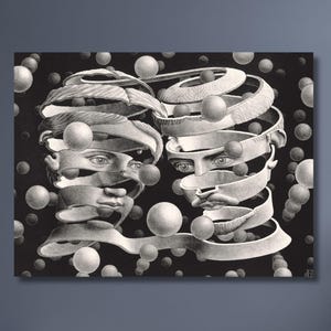 M C Escher Relativity Canvas Print: Surreal Optical Illusion Wall Art