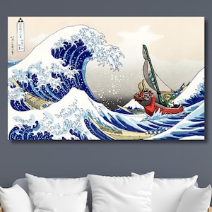 The Legend of Zelda Windwaker,Windwaker Wall Decor, Modern Canvas Poster, Abstract Art,the Great Wave off Kanagawa Canvas, Kanagawa Poster